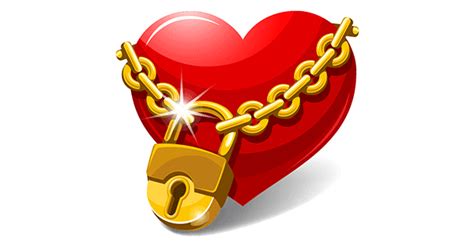 Heart Locked With Golden Chain Symbols And Emoticons