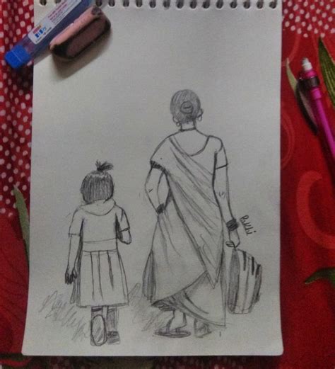 Mother Daughter Sketch Mother And Daughter Drawing Meaningful Drawings Cool Pencil Drawings