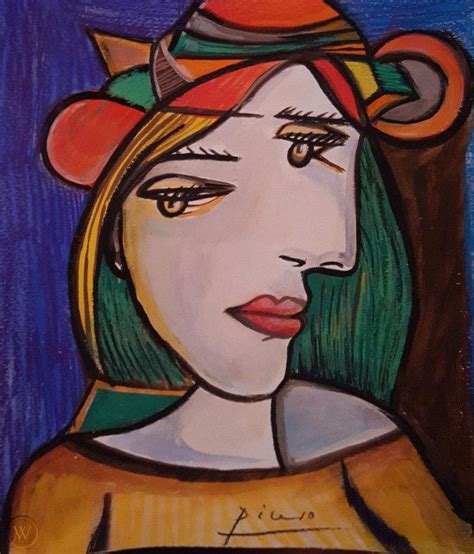 Pablo Picasso Painting Signed Art Original Cubist Found Vintage