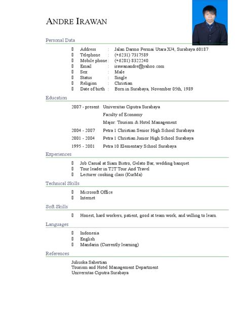 Contoh cv dalam bahasa inggris | segala hobi. Contoh CV Internship