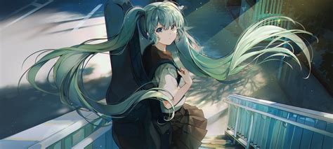 2400x1080 Green Hair Hatsune Miku Vocaloid 2400x1080 Resolution