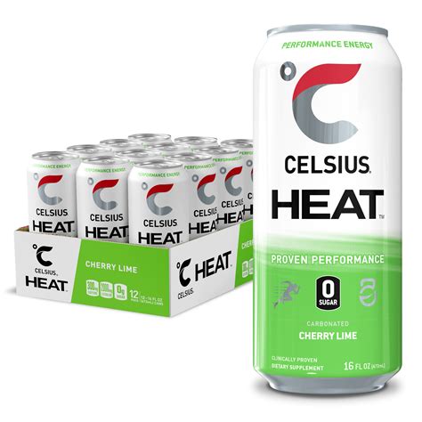 Celsius Heat Performance Energy Drink 16 Fl Oz Cherry Lime Pack Of 12