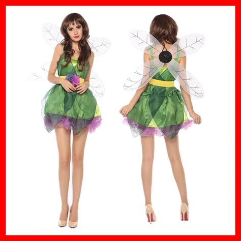 women sexy deluxe green tinkerbell fairy costume adult tinker bell princess dress halloween