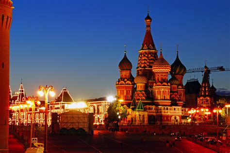 Russia Moscow Temples Night Street Lights Cities Wallpapers Hd