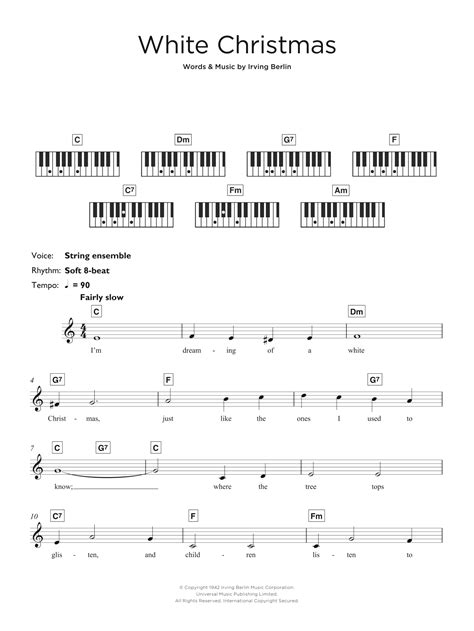 White Christmas Sheet Music Irving Berlin Keyboard Abridged