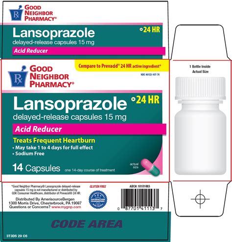 Amerisource Bergen Lansoprazole Delayed Release Capsules 15 Mg Drug Facts
