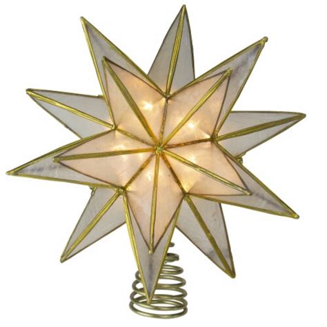 Kurt Adler 10 Lighted Gold And Clear Capiz Star Christmas Tree Topper