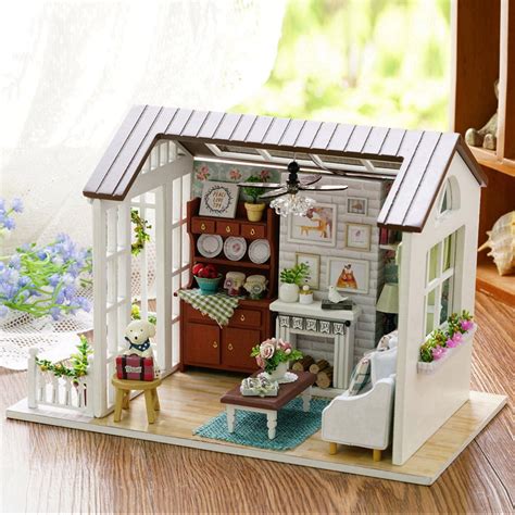 Fyydes Diy Wooden Cottage Miniature House Kit Kids Ts Toy Home