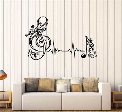 Vinyl Wall Decal Musical Note Heartbeat Pulse Music Art Stickers 530ig
