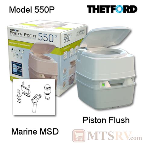 Thetford Porta Potti 550p Marine Msd Portable Toilet Wpiston Flush