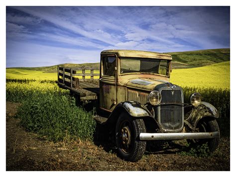 Wallpaper Landscape Field Yellow Farm Ford Transport Vintage