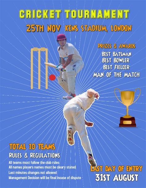 Cricket Tournament World Cup Poster Template Postermywall
