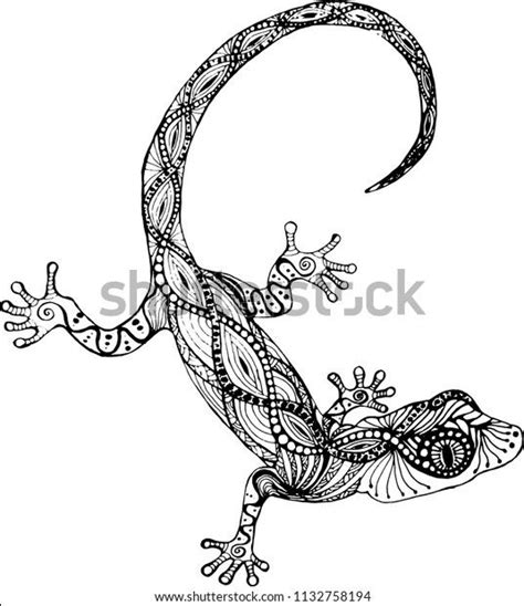 Lizard Gecko Style Zentangle Stock Vector Royalty Free 1132758194