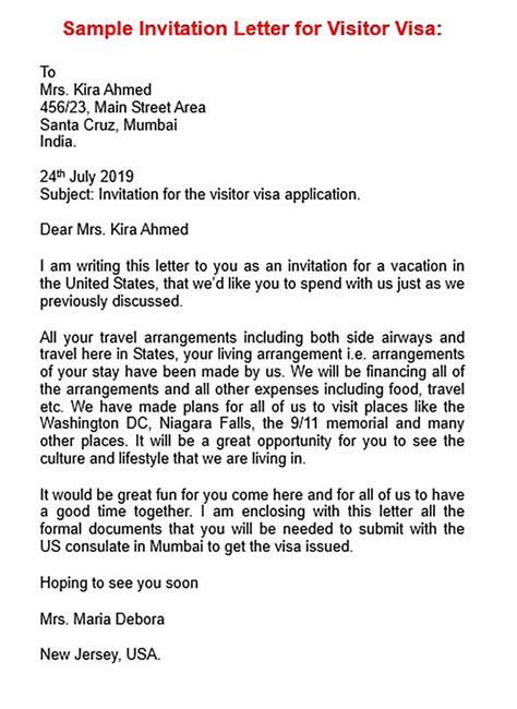 How To Write A Letter Of Invitation For Visa Application