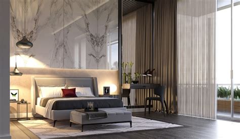 Defining the separation of spaces can also be a tricky thing to do, especially in a bedroom. sophisticated-luxury-bedroom-with-marble-accent-wall - D ...