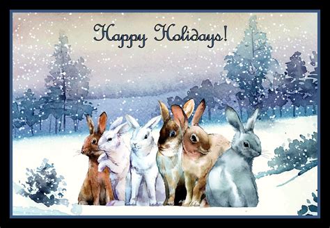 Bunnies In Snow Holiday Refrigerator Magnet By Labelstone On Etsy