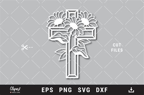 Sunflower Cross Svg Religious Svg Dxf Png By Decobrush Thehungryjpeg