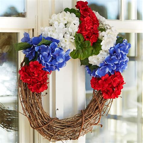 Make This Easy Red White And Blue Water Resistant Floral Wreath To