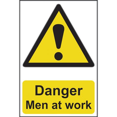 Danger Men At Work Sign 200 X 300mm Self Adhesive Selco