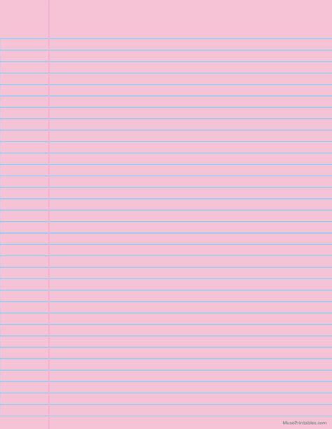 Printable Pink College Ruled Notebook Paper For Letter Paper Free
