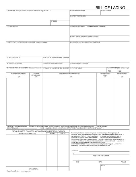Bill Of Lading Form Examples Format Pdf Examples