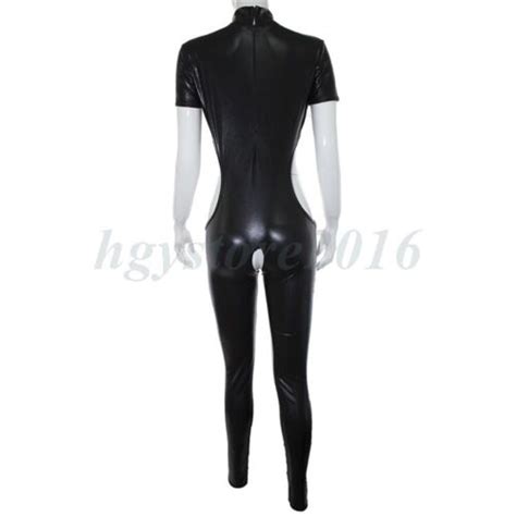 women patent leather open bra cupless crotchless catsuit bodysuit jumpsuits bdsm ebay