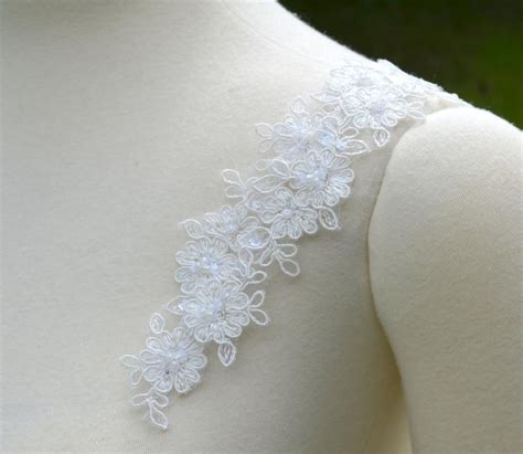 Set Of Two Detachable Ivory Beaded Lace Straps To Add To Your Wedding Dress It Can Be Customize