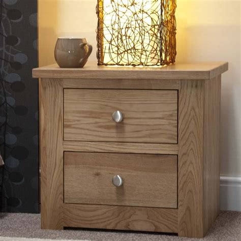 Burniston Oak 2 Drawer Narrow Bedside Cabinet Free Delivery