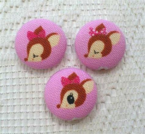 Fabric Button 22mm Glitter Bambi Pink A By Nanagracy On Etsy