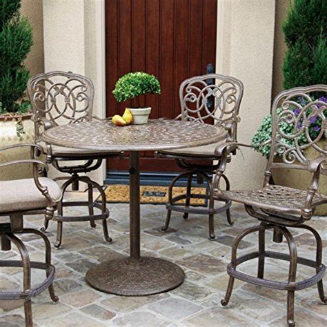 Darlee Florence 5 Piece Cast Aluminum Patio Counter Height Bar Set With