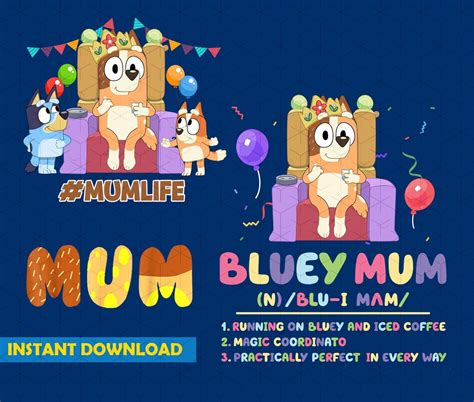Bluey Mom Life Png Bluey Mothers Day Png Bluey Mama Etsy