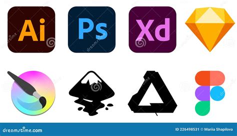 Set Of Graphic Design Software Logo Editorial Photo Illustration Of