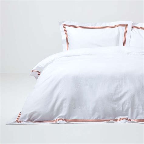 Plain White Duvet Cover Set With Copper Border