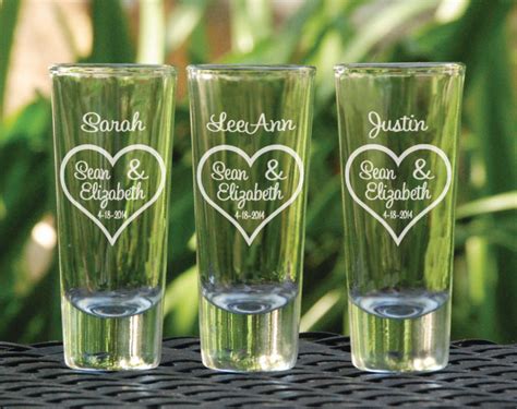 Personalized Wedding Favor Etched Shot Glasses Set Of 100 Each Guest Will Have Their Name Et