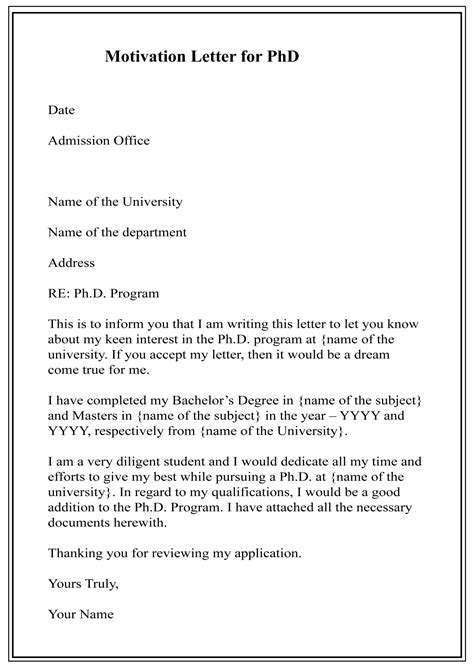 Sample And Example Of Motivation Letter Template Pdf