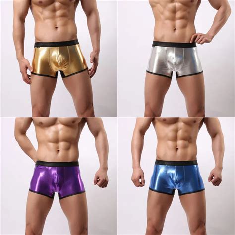 Pcs Lot Sexy Mens Underwear Boxer Patent Leather Wetlook Shinny Trunks