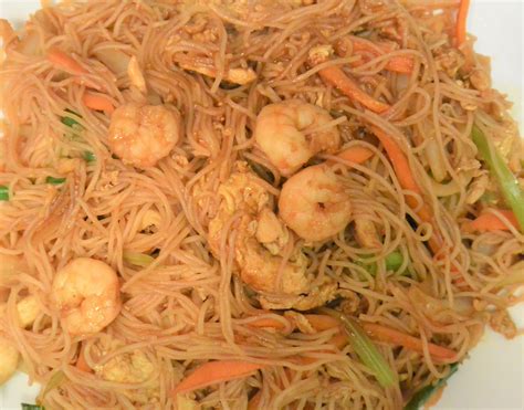 Singapore Rice Noodle Shrimp Brown Sauce Menu Halal Chinese
