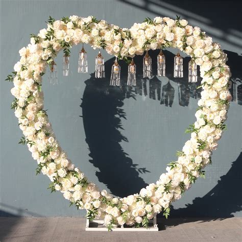 Jarown Artificial Flowers Row Heart Shaped Flower Arrangement Wedding