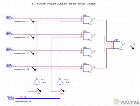 Multiplexer 4 Bit With Nand Gates Youspice