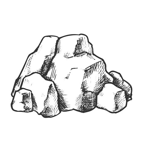 Stone Decorative Rock Stacked Pile Vintage Vector Rat Drawing Stone
