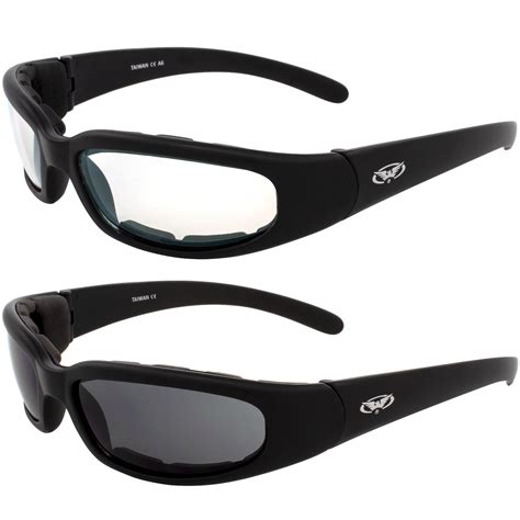 2 Black Frame Motorcycle Riding Glasses Sunglasses Day And Night Smoke Clear Lens