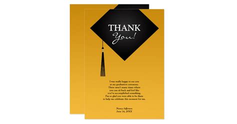 Thank You Graduation Black Hat Flat Card Zazzle
