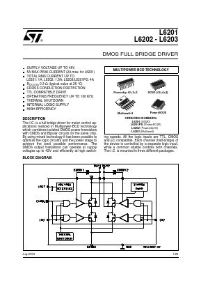 L6201 Datasheet PDF STMicroelectronics DMOS FULL BRIDGE DRIVER