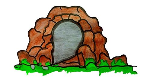 How To Draw A Cave Youtube