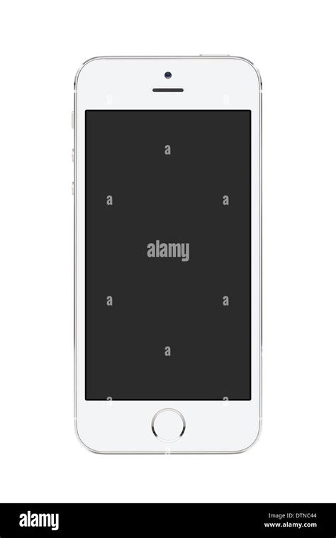 Directly Front View Of A Modern White Mobile Smart Phone With Blank