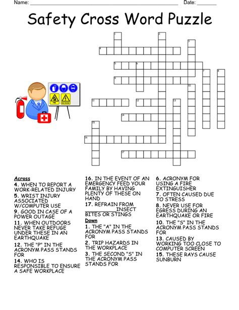 2018 Safety Week Puzzle Crossword Wordmint