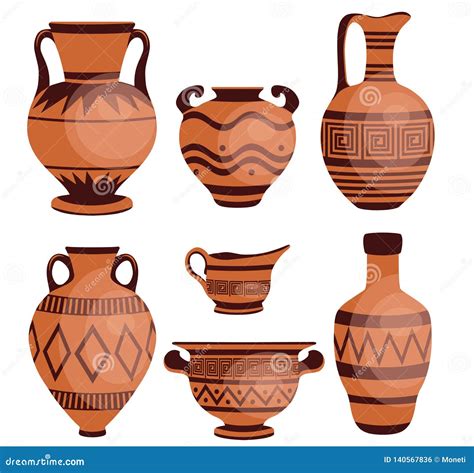 Ancient Greek Vases Stock Vector Illustration Of Object 140567836