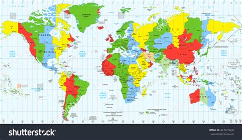 Detailed World Map Standard Time Zones Stock Vector Royalty Free