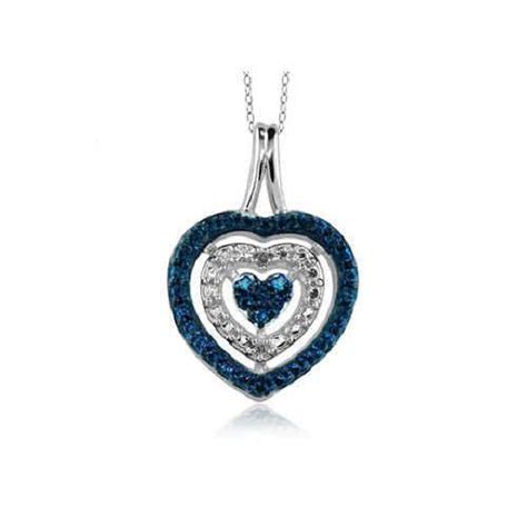 Blue Diamond Heart Necklace Ebay