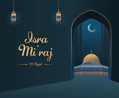 Al Isra Wal Miraj Translate The Night Journey Prophet Muhammad Vector